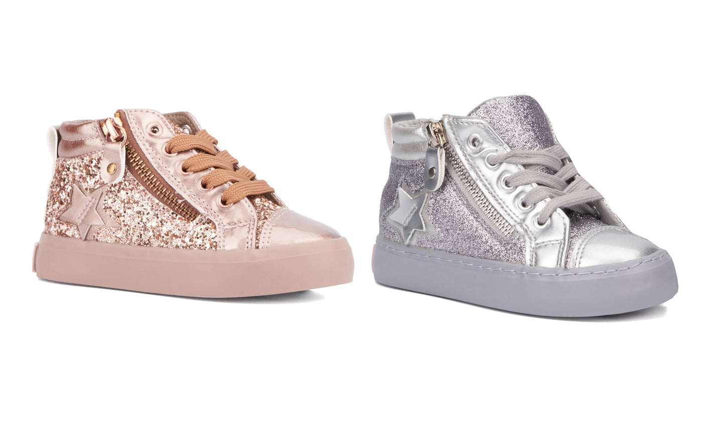 Olivia Miller Girl's Toddler Star High Top Sneakers: SILVER