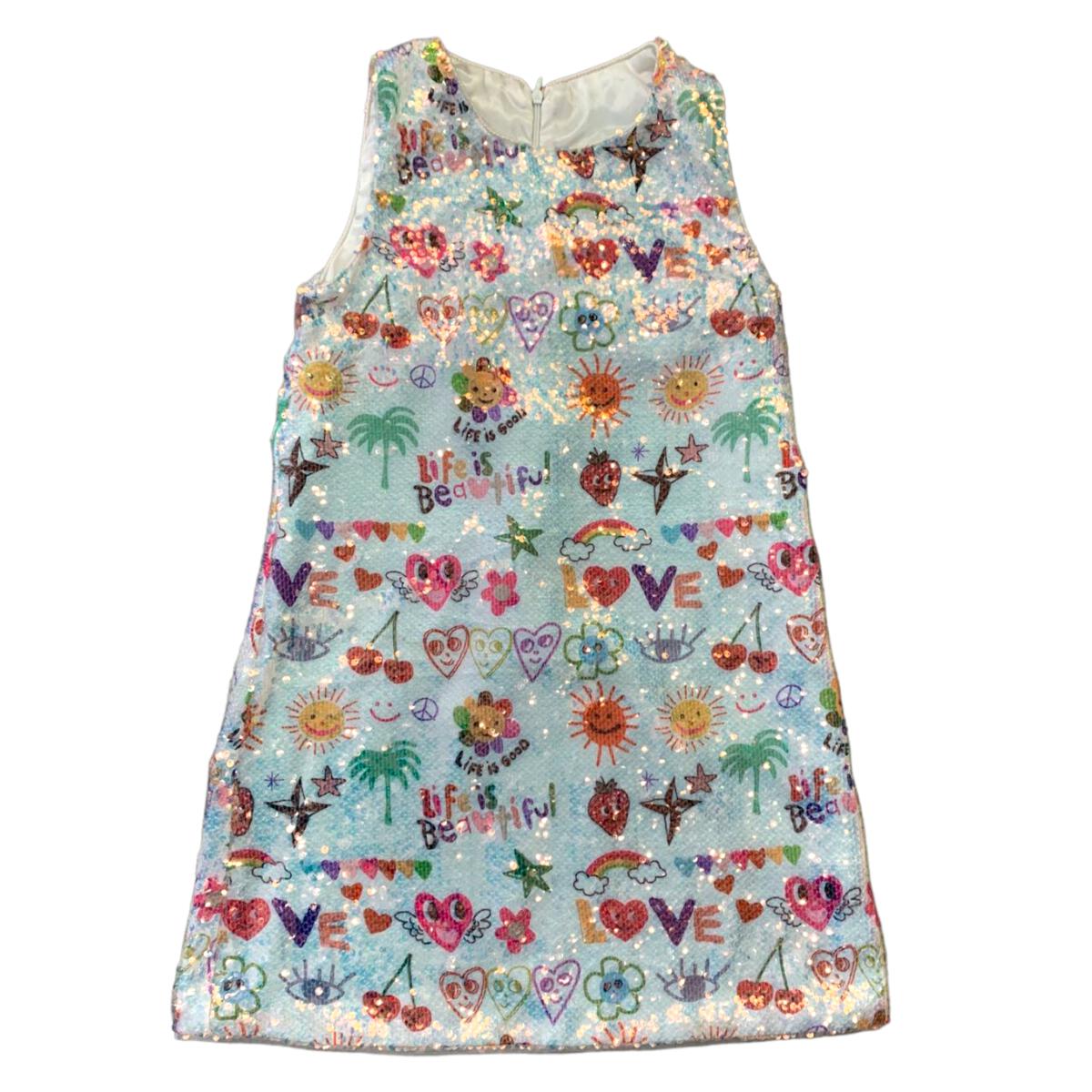 Happy Doodle Sequin Dress