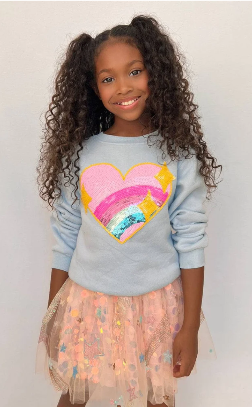 Rainbow Sparkle Heart Sweatshirt