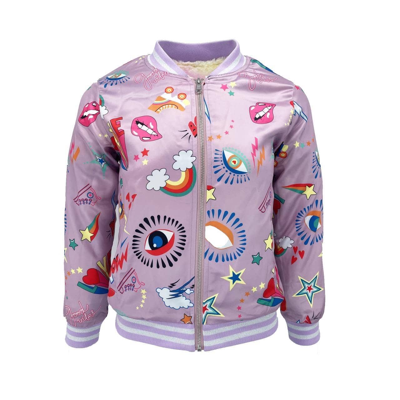 Good Vibe Sticker Satin Jacket