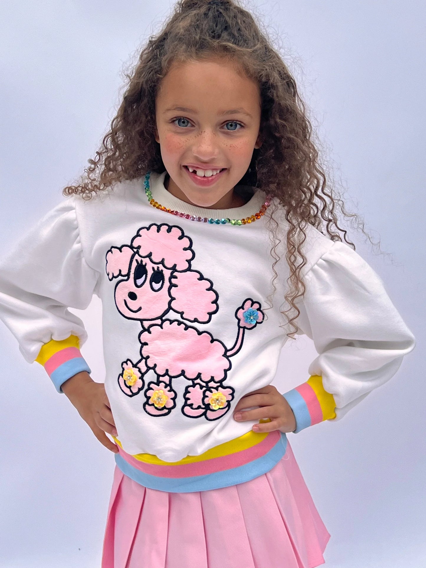 Velvet Poodle Puff Sleeve Sweatshirt