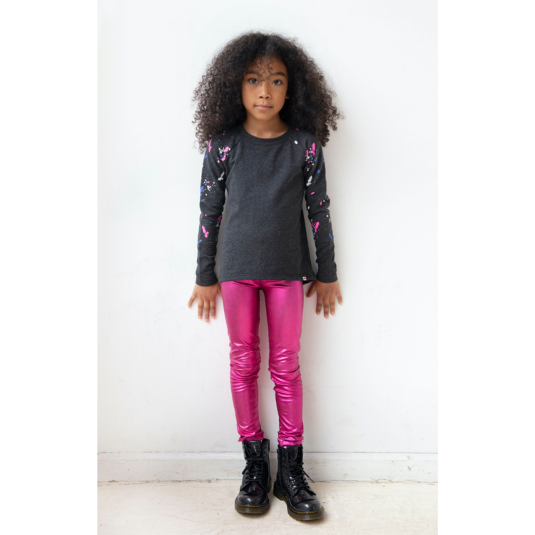 HOT FUCHSIA PINK FOILED LEGGINGS