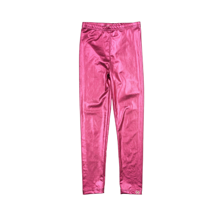 HOT FUCHSIA PINK FOILED LEGGINGS