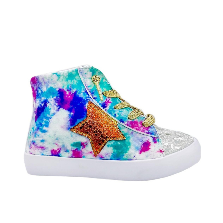 TIE DYE SUEDE UPPER WITH GOLD METALLIC STAR