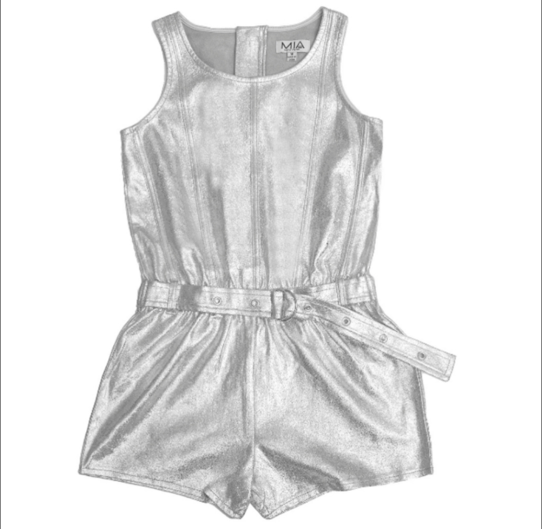 METALLIC FAUX LEATHER ROMPER