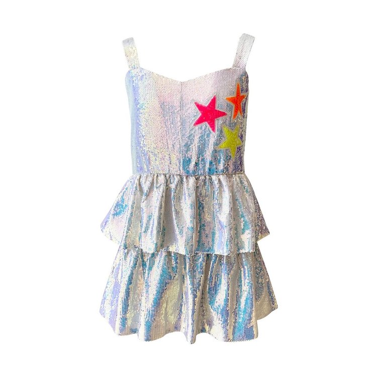 Tiered star sequin dress