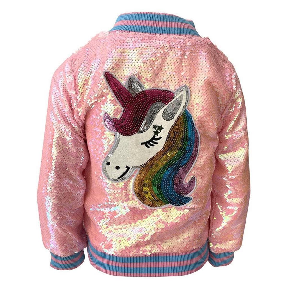 Pretty In Pink Unicorn Sequin Bomber Jacket