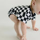 Short Sleeve Bubble Romper | Checkered Smiley Black