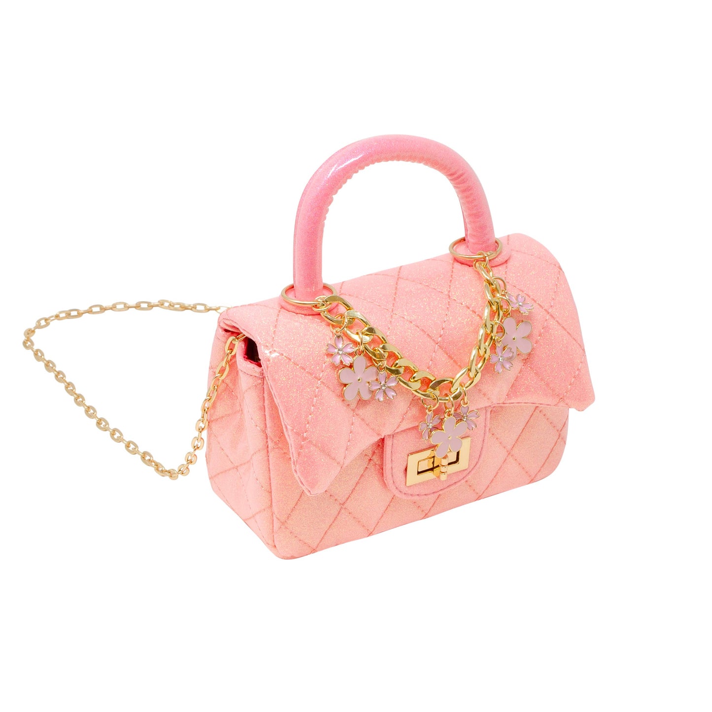 Classic Sparkle Top Handle Handbag: Bubblegum