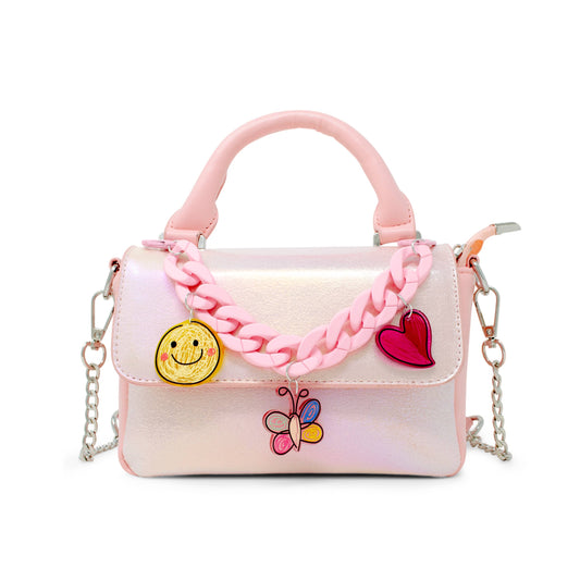 Shiny Baguette Jumbo Chain Bag: Pink