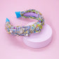 Kids Knot Headband - Embellished Rhinestone Pearl Tweed: Pink