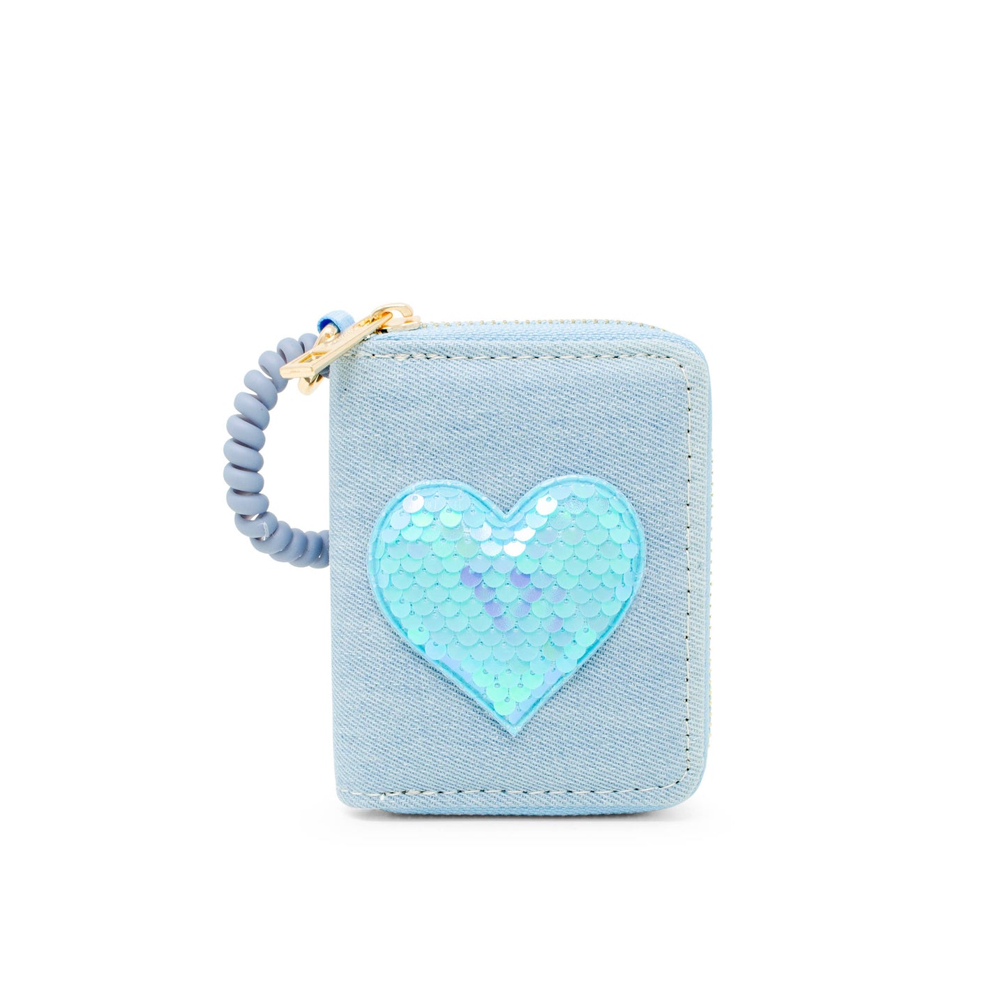 Sequin Heart Spiral Strap Wallet for Kids: Hot Pink