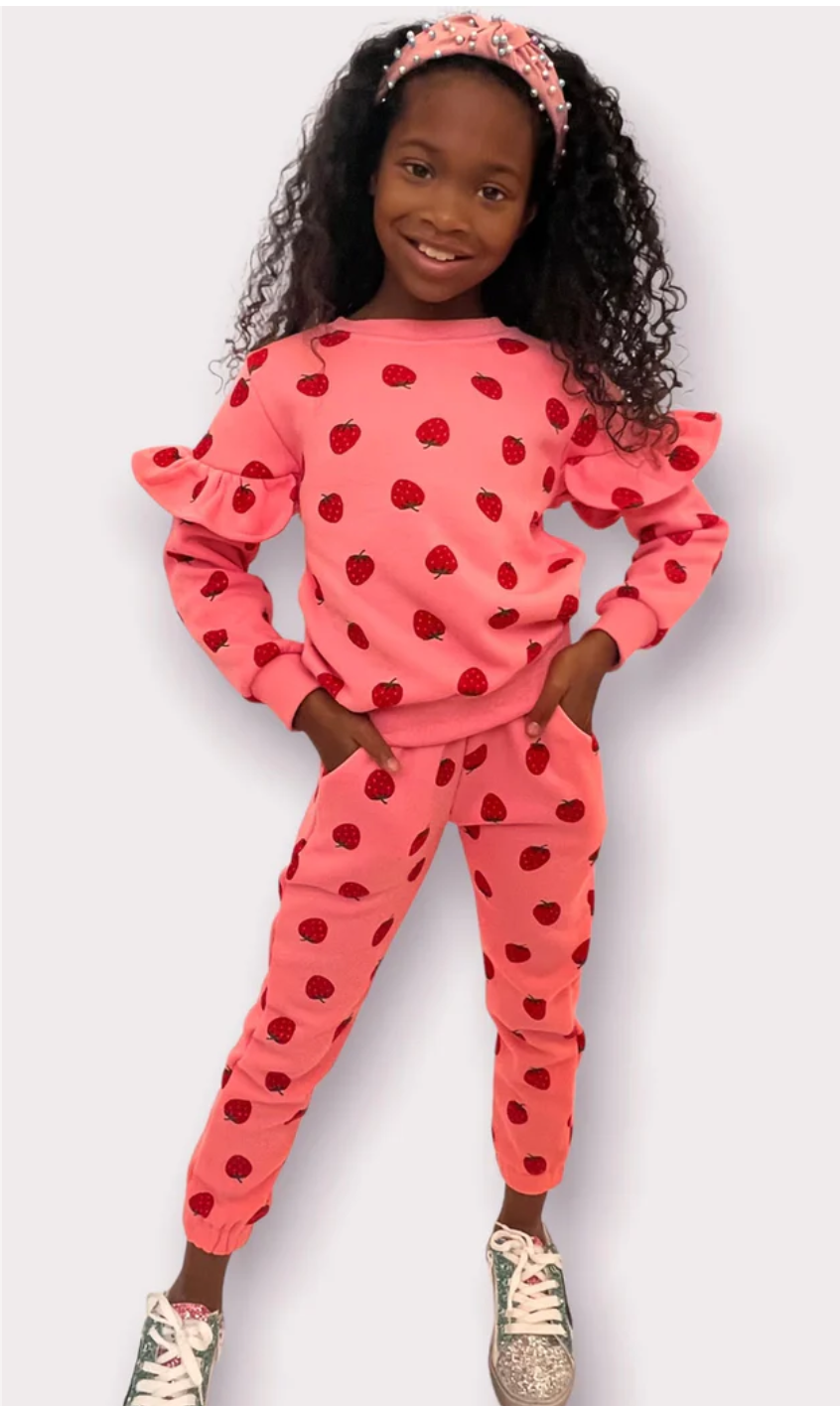 Strawberry Ruffle Joggers Set