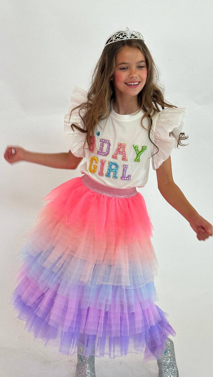 Birthday Girl Gem Ruffle Shirt