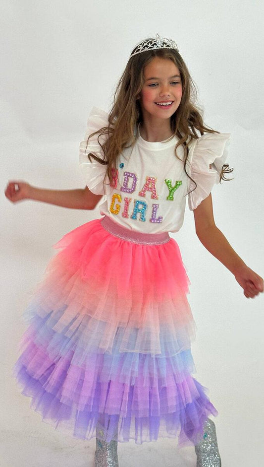 Birthday Girl Gem Ruffle Shirt