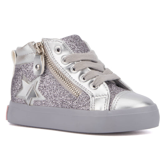 Olivia Miller Girl's Toddler Star High Top Sneakers: SILVER