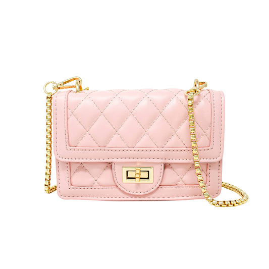 Classic Quilted Large Flap Handbag: Pink