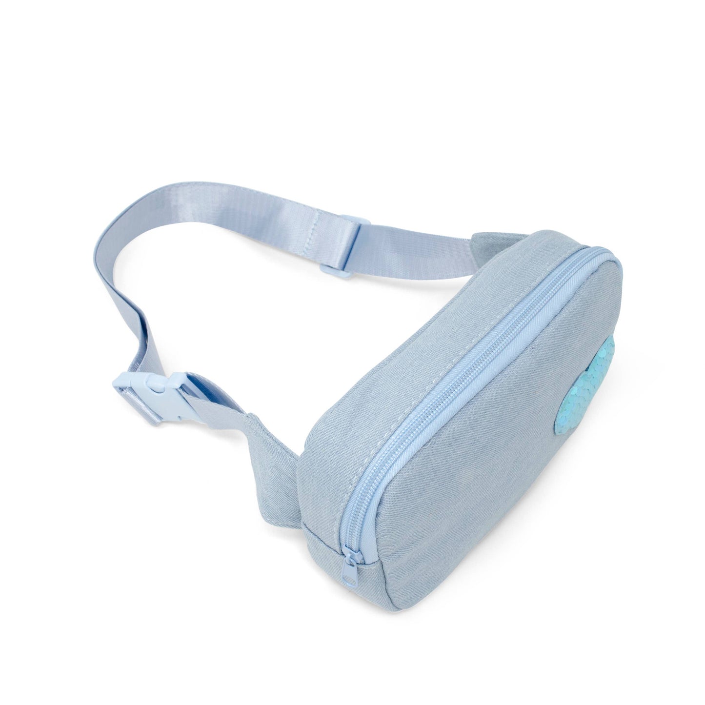 Sequin Heart Belt Bag for Kids: Blue Denim