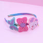 Interchangeable Rhinestone Charm Headband and Hair Clips: Chenille Rainbow/Heart/Star