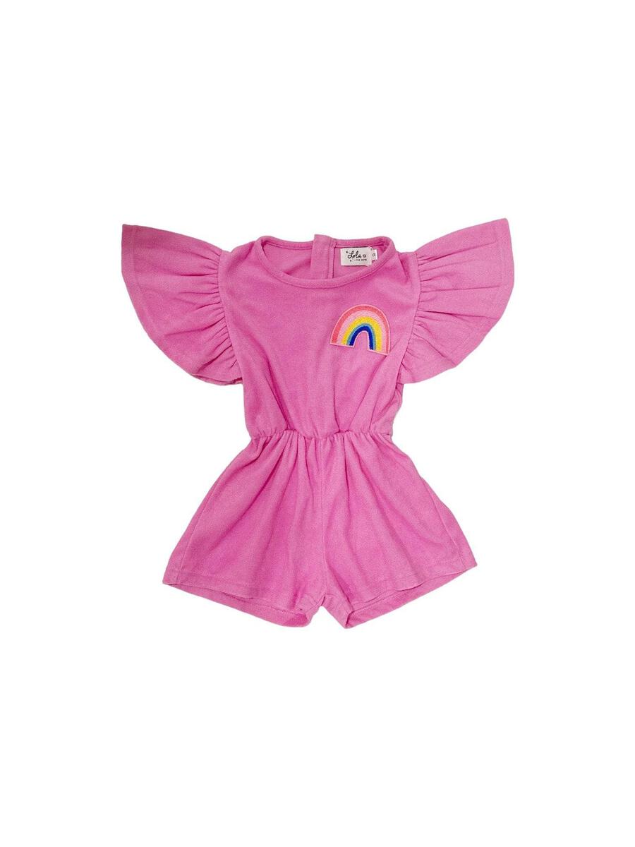 Terry Rainbow Pink Romper