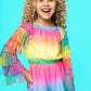 Kids' Ombré Fringe Off the Shoulder Long Sleeve Romper