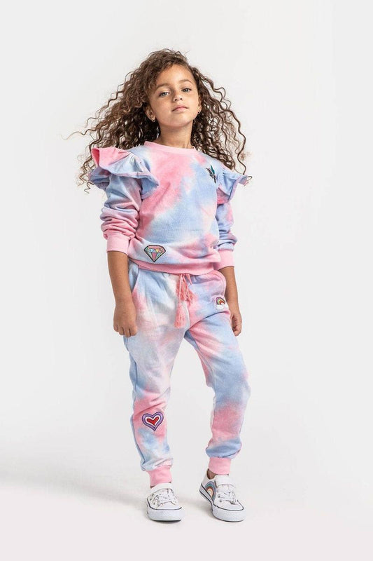 Tie Dye Patch Ruffle Jogger Set