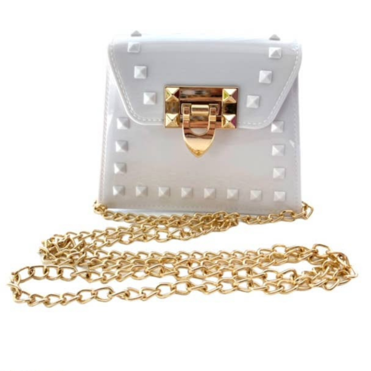 JELLY WITH STUDS WHITE BAG