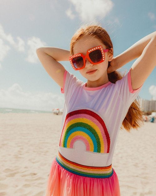 HAPPY RAINBOW CRYSTAL PATCH T-SHIRT