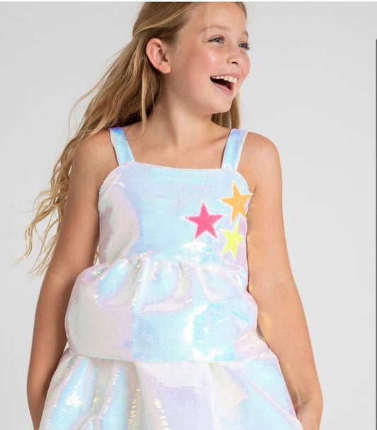 Tiered star sequin dress